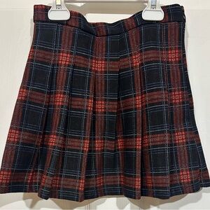 Zara Kids Red and Black Plaid Skirt